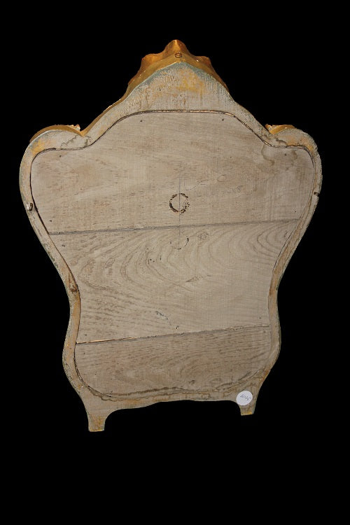 Piccola specchiera francese di inizio 1900 in legno dorato foglia oro