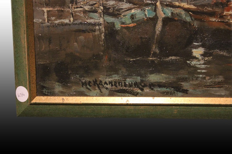 Olio su tela Olandese firmato Hendrik Cornelis Kranenburg (1871-1948) inizio XX secolo