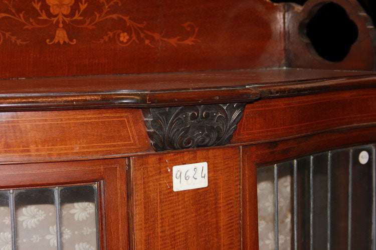 Vetrina 2 porte Vittoriana del 1800 in legno di mogano con intarsi floreali