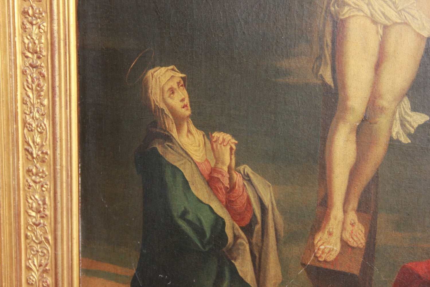 Olio su Tela Francese del XVIII secolo 1700 Raffigurante Crocifissione