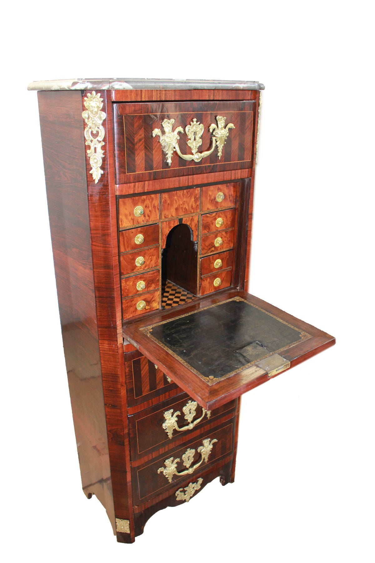 French Magnificant Magnificent Small French Regency Secretaire from the 1800s with Bronze