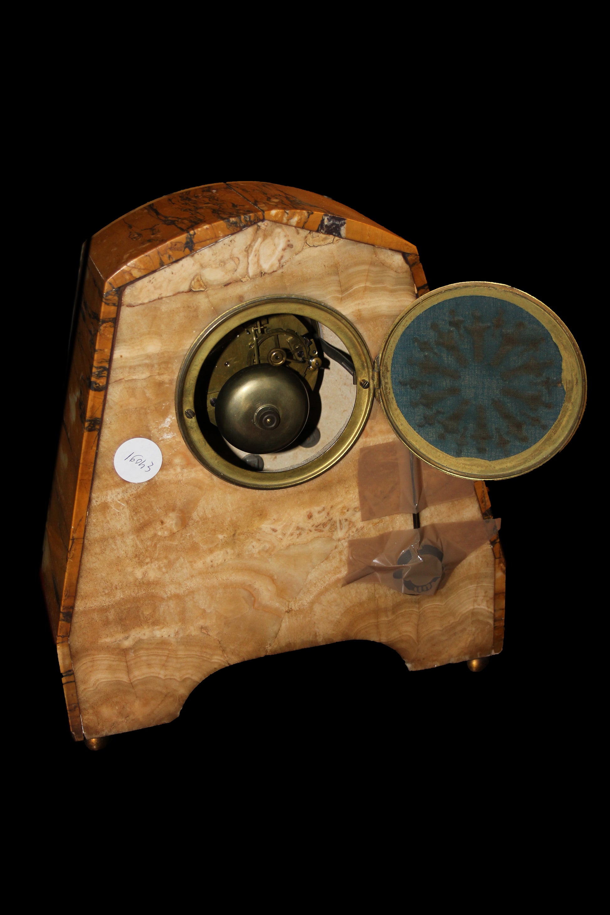 Tris orologio con candelieri in marmo francesi stile Art Decò di inizio 1900