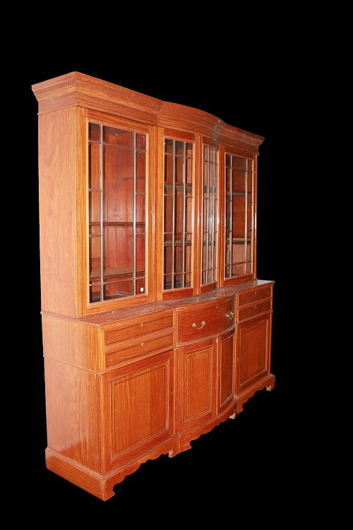 Grande credenza libreria bookcase inglese di fine 1800 stile Sheraton inglese
