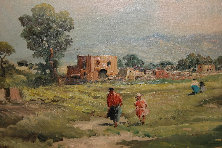 Coppia di oli su tela Raffigurante Paesaggi campestri - Augusto Radice (1913 - ? )