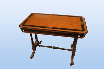 Antico tavolino da gioco consolle Vittoriano in radica di olmo 1800