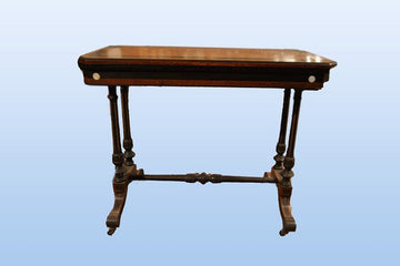 Antique Victorian card table in elm briar from the 1800s