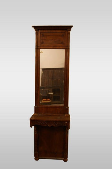 Console haute antique avec miroir des années 1800 Biedermeier