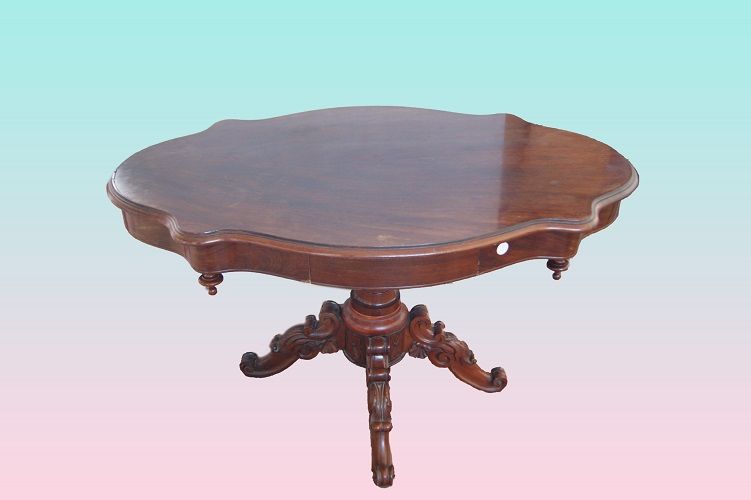 Antico tavolino da salotto francese del 1800 in mogano 