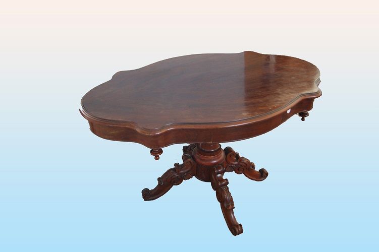 Antico tavolino da salotto francese del 1800 in mogano 