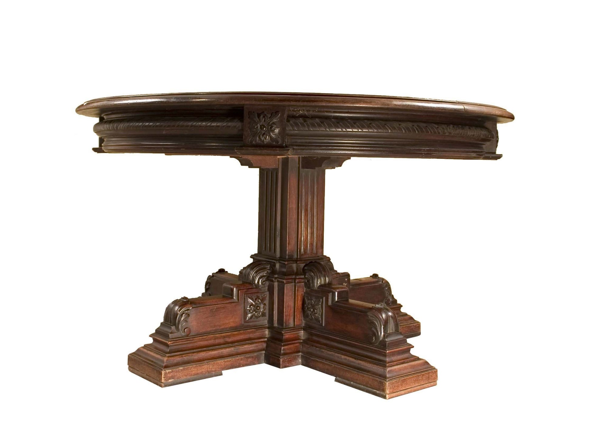 Antico tavolo circolare allungabile 350cm italiano in noce del 1800 