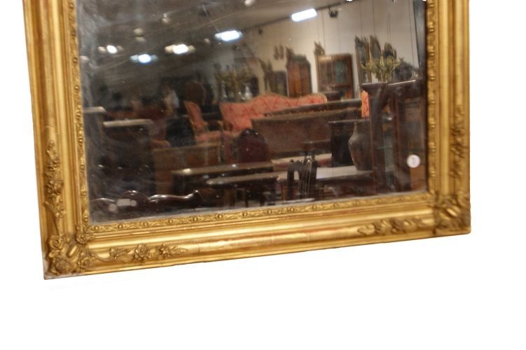 Grande specchiera antica francese del 1800 dorata foglia oro