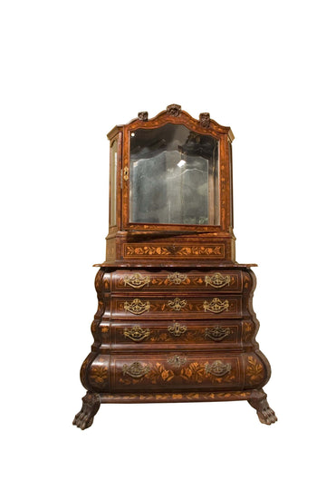Antique inlaid Dutch walnut briar antique Bureau Bookcase from 1700-1800