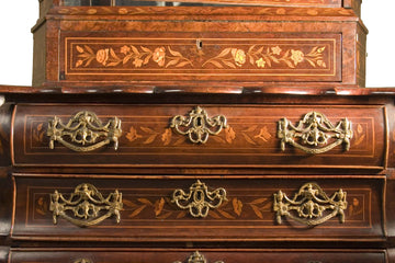 Antique inlaid Dutch walnut briar antique Bureau Bookcase from 1700-1800