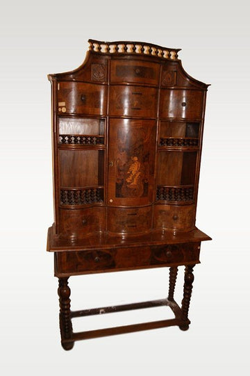 Antique Louis XIV Cupboard from 1800 in inlaid walnut