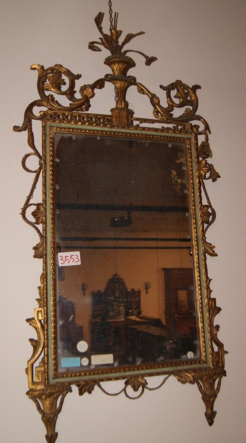 Antica specchiera italiana Luigi XVI del 1800 laccata dorata