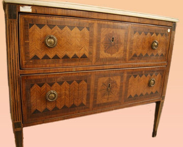Antique Italian inlaid chest of drawers from the 1800s, Louis XVI style