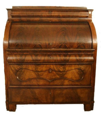 Antique Biedermeier style roller chest of drawer from the 1800s in mahogany feather