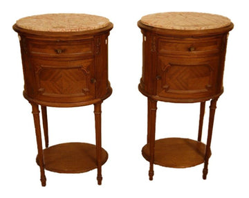 Louis XVI style oval bedside cabinets