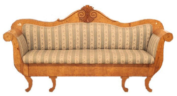 Canapé russe antique des années 1800 de style Biedermeier en bouleau avec tiroir