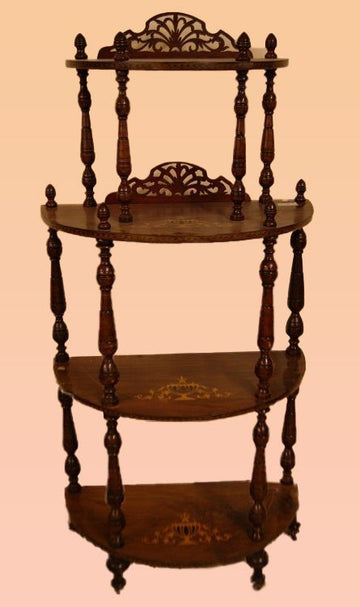 Etagere Antique en Noyer de Style Victorien