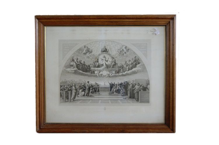 Large Engraving depicting The Dispute of the Sacrament by Raffaello Sanzio