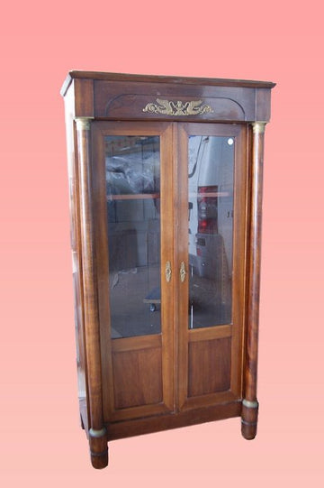 Antique 19th century Empire style Display Cabinet in mahogany with bronzes
