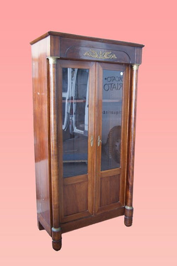 Antique 19th century Empire style Display Cabinet in mahogany with bronzes