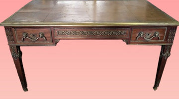 Antique French writting desk from 1800 Louis XVI style in mahogany and bronzes