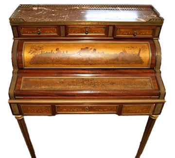 Antique French Vernis Martin small writing desk from 1800 painted Louis XVI