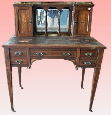 Victorian small writing desk with splashback and mirror