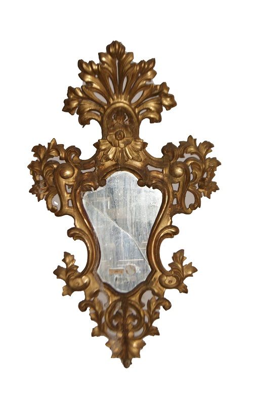 Antica specchiera Luigi XIV del 1700 Foglia oro eclettica