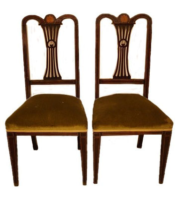Groupe de 4 chaises victoriennes anglaises antiques des années 1800 en acajou