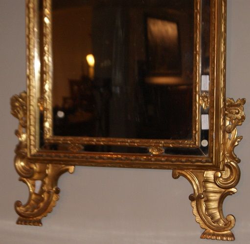 Antica spettacolare specchiera italiana del 1700 dorata foglia oro
