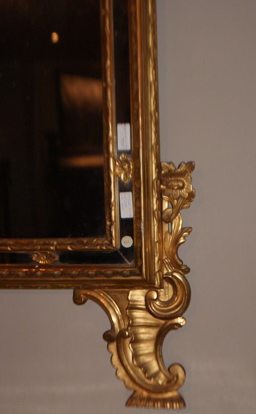 Antica spettacolare specchiera italiana del 1700 dorata foglia oro