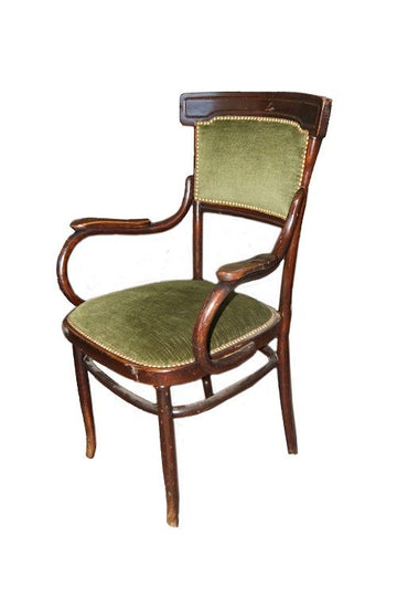 Fauteuil Thonet du début des années 1900 en bois de hêtre teinté noyer