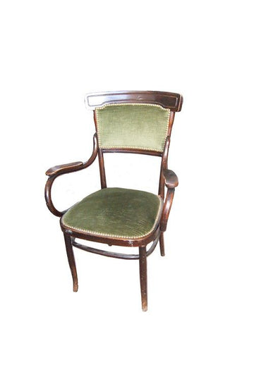 Fauteuil Thonet du début des années 1900 en bois de hêtre teinté noyer