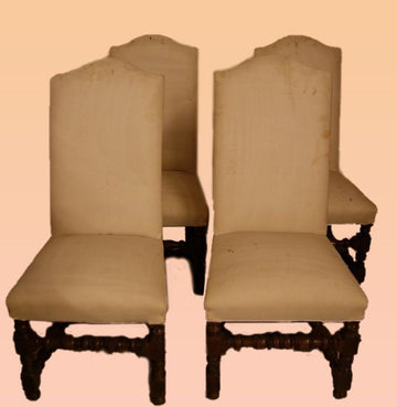 Chaises bobines italiennes antiques des années 1700 en noyer