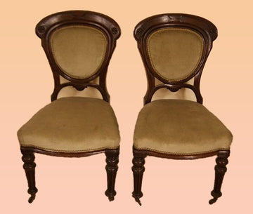 6 chaises capitonnées anciennes en acajou du 19ème siècle