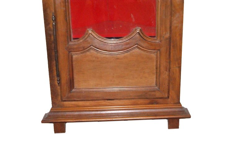 Antico angoliera francese del 1800 stile provenzale in ciliegio con 1 anta a vetrina e intagli