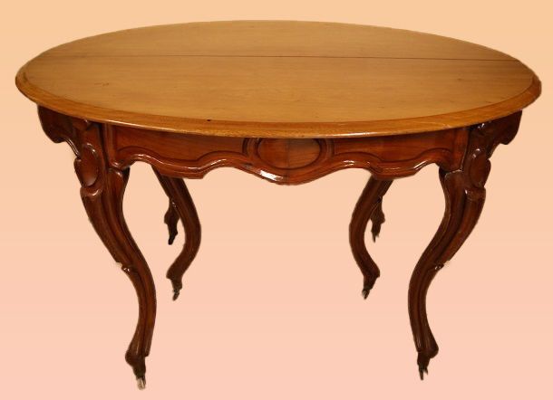 Antico tavolo ovale Biedermeier allungabile del 1800 in mogano 