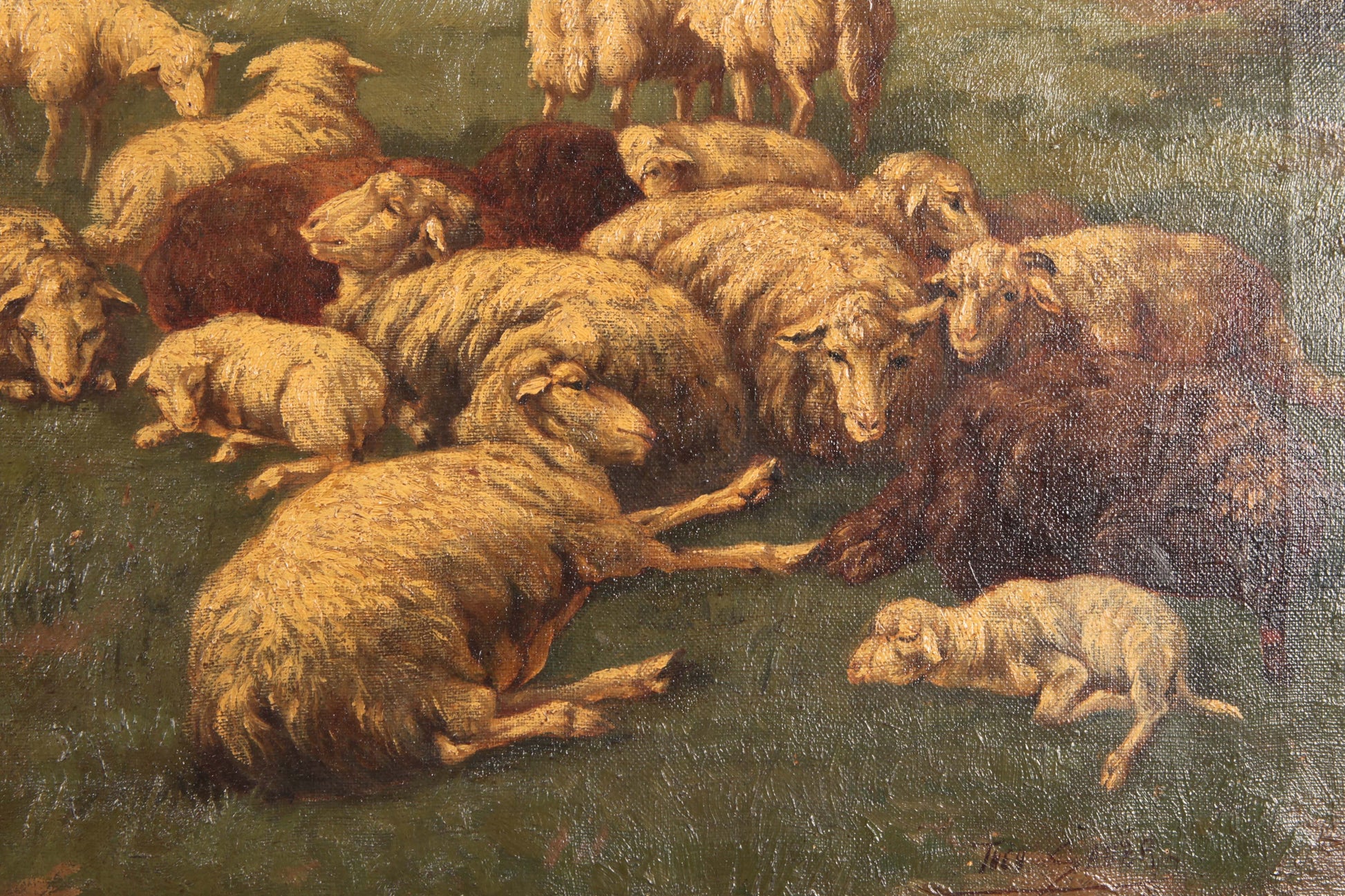 Antichi oli su tela francesi del 1800 raffiguranti paesaggi campestri