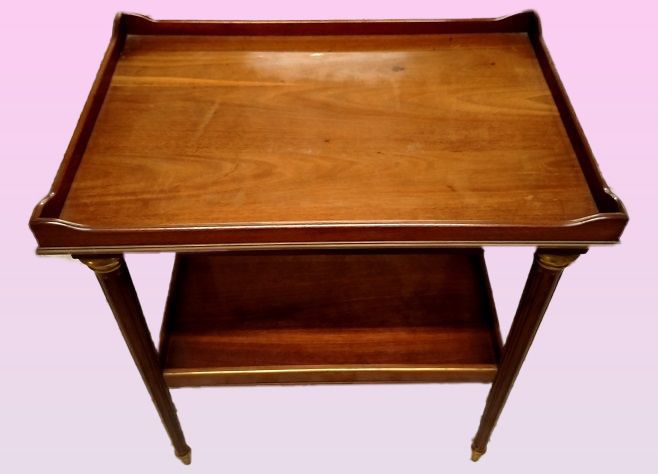 Antico tavolino francese con piano a vassoio in mogano,Luigi XVI 1800