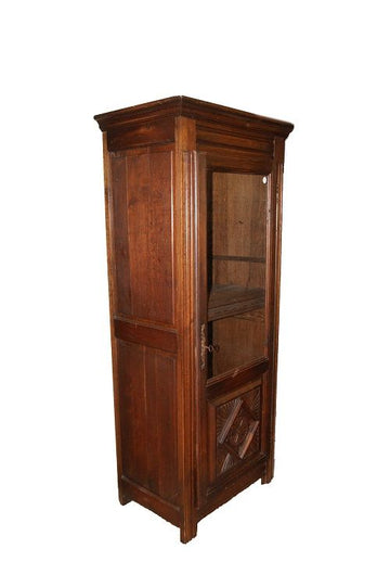 Antique French dark wood display cabinet from the 1800s