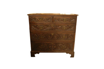 Antique small Tudor style chest of drawers from the 1800s in Scotland