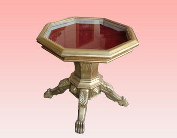 Antique French Empire gold leaf showcase side table from 1800