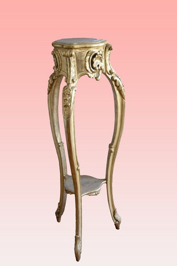 Antico tavolino alto foglia oro Porta Piante del 1800 Luigi XV
