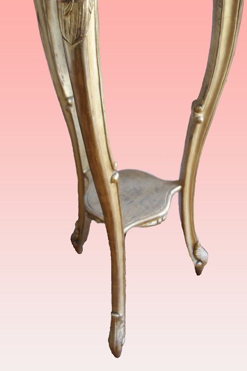 Antico tavolino alto foglia oro Porta Piante del 1800 Luigi XV