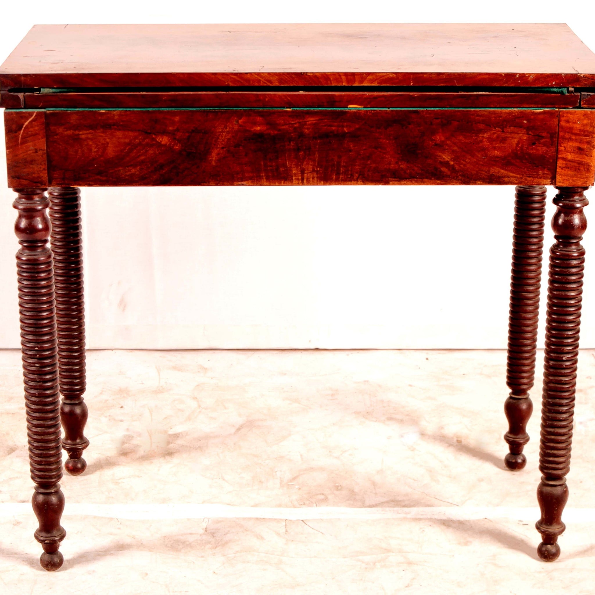 Antico tavolino da gioco consolle inglese del 1800 stile Carlo X mogano