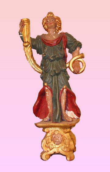 Sculptures italiennes anciennes des années 1700, anges chérubins avec trompettes