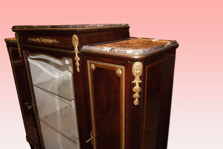Stupenda vetrina Luigi XVI del 1800 3 porte in mogano